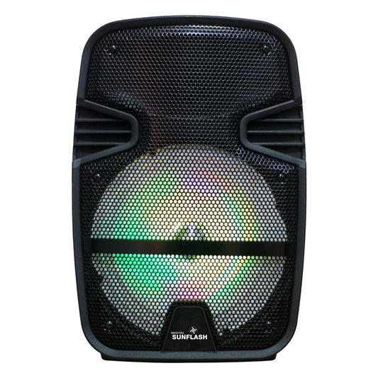 DIGITAL SUNFLASH SF-188 Wireless Portable Rechargeable Bluetooth 8-Inch Speaker Heavy Bass Sound System LED Light, TWS Function, FM Radio, AUX Input, Microphone Input, MicroSD Slot, USB Port