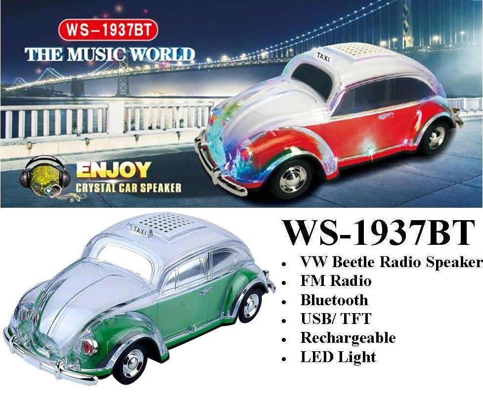 DIGITAL SUNFLASH WS-1937 Classic Car Design Loud Bluetooth Portable Speaker with LED Light USB/AUX INPUT