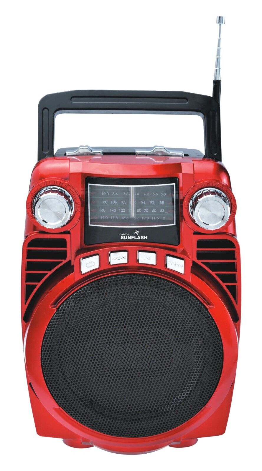 DIGITAL SUNFLASH SF-144 Portable and Rechargeable Speaker with Built-in Bluetooth, AM/FM, 1-2 SW, USB, SD, AUX, 4-Band Radio